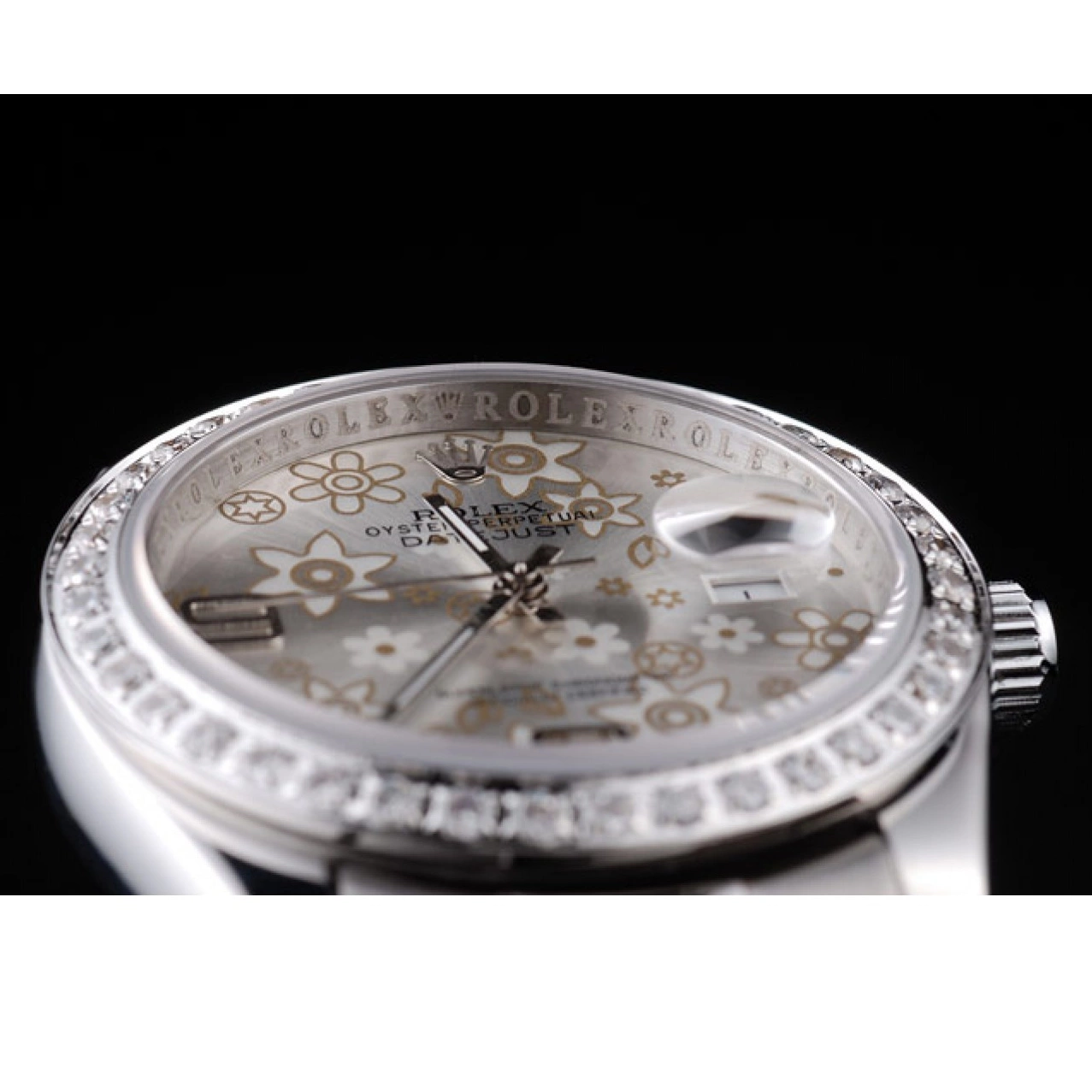 AAA Replica Watches Diamond Silver Rolex Steel Flowers 98081 Dial Datejust Stainless Polished Plated 0807